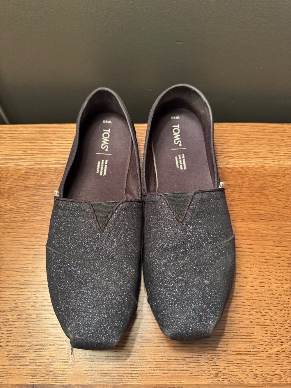 TOMS Alpargata Women's Black Sparkle Slip-On Loafers - 9.5 womens
